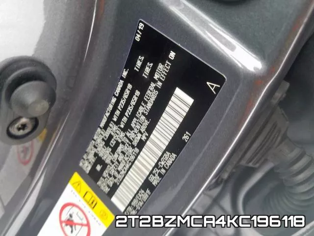 2T2BZMCA4KC196118 фото 2