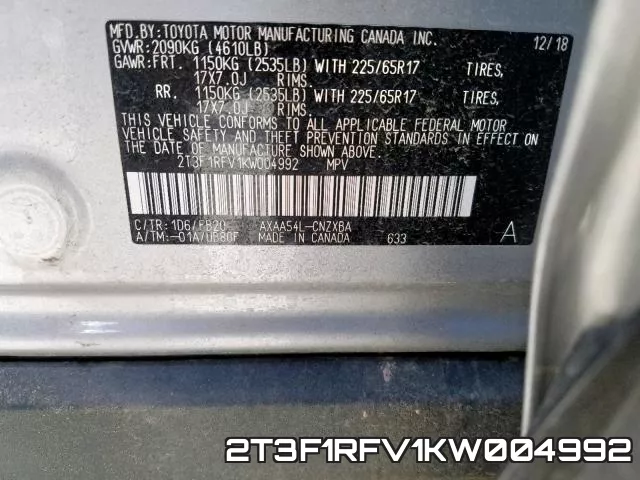 2T3F1RFV1KW004992 фото 2