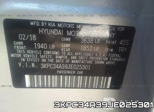 3KPC34A39JE025301 фото 9
