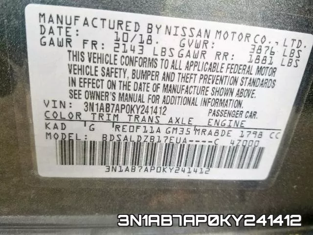 3N1AB7AP0KY241412 фото 2