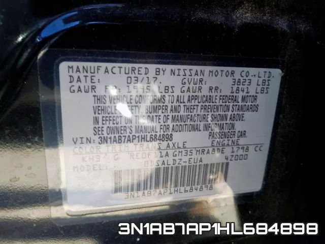3N1AB7AP1HL684898 фото 2