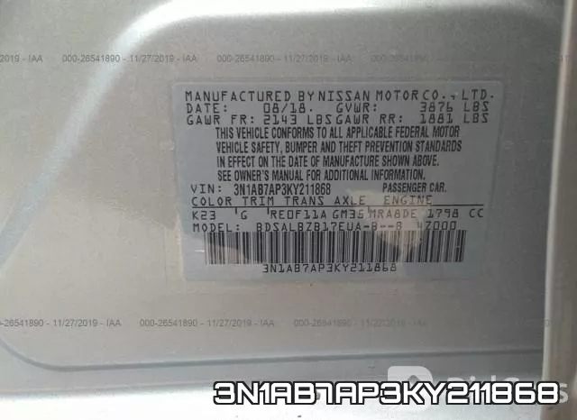 3N1AB7AP3KY211868 фото 7