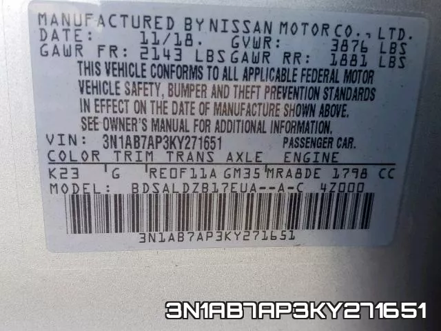 3N1AB7AP3KY271651 фото 2