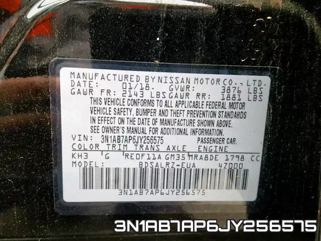 3N1AB7AP6JY256575 фото 2