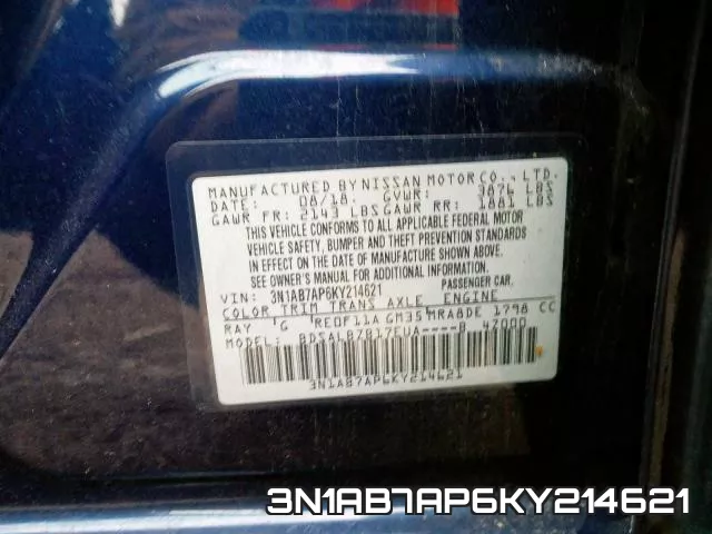 3N1AB7AP6KY214621 фото 2