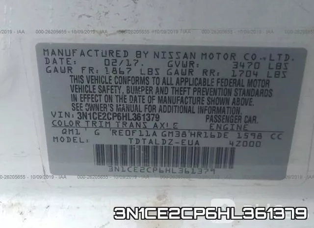 3N1CE2CP6HL361379 фото 8