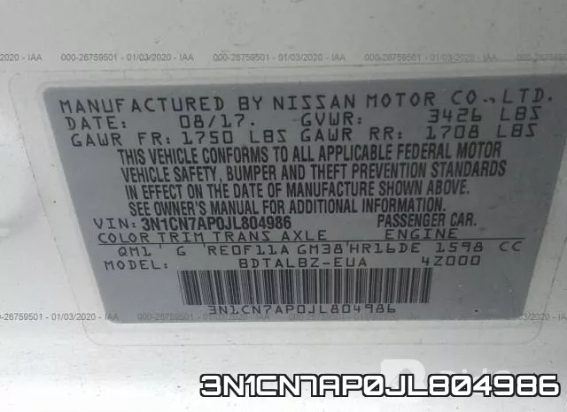 3N1CN7AP0JL804986 фото 8