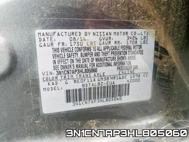 3N1CN7AP3HL805060 фото 2