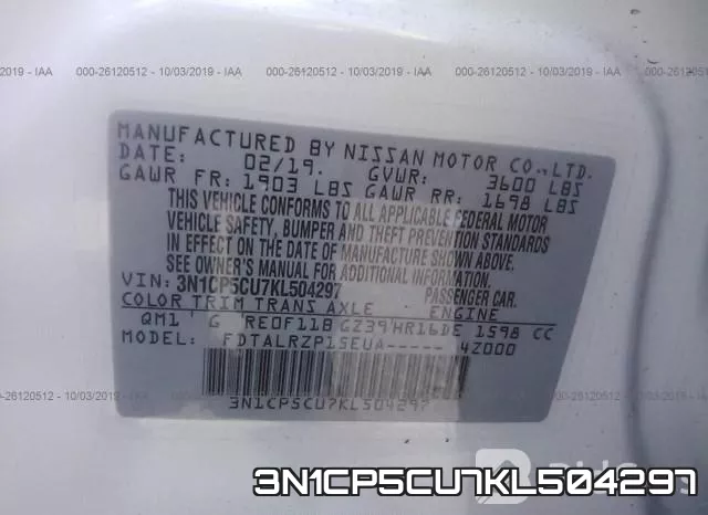 3N1CP5CU7KL504297 фото 10