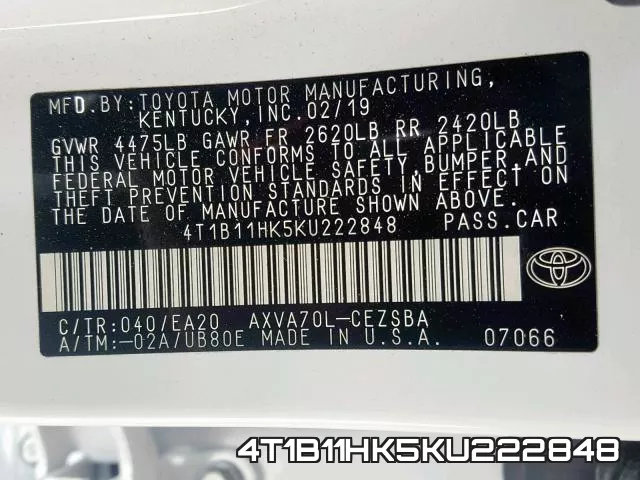 4T1B11HK5KU222848 фото 2