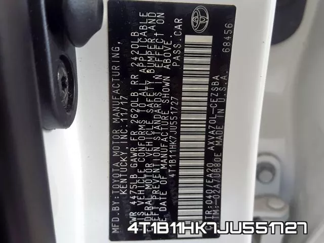 4T1B11HK7JU551727 фото 2