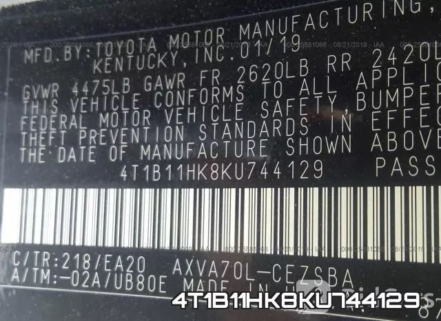 4T1B11HK8KU744129 фото 10