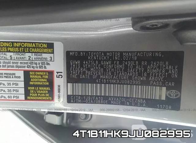 4T1B11HK9JU082995 фото 9