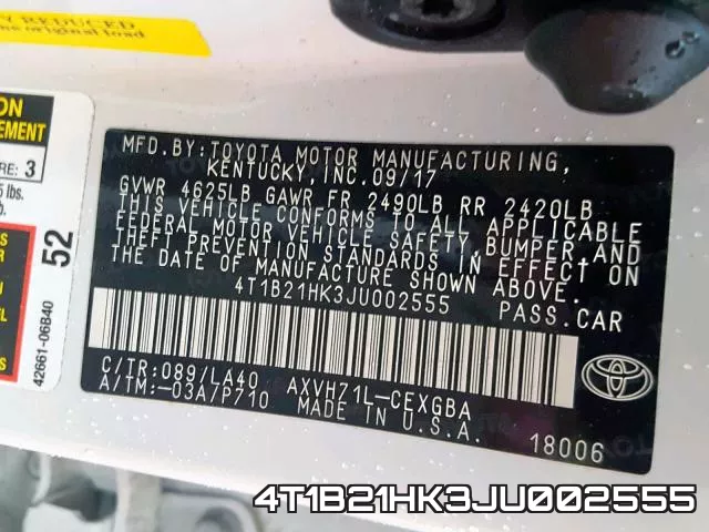 4T1B21HK3JU002555 фото 2