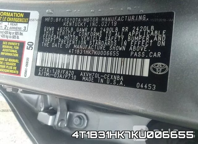 4T1B31HK7KU006655 фото 9