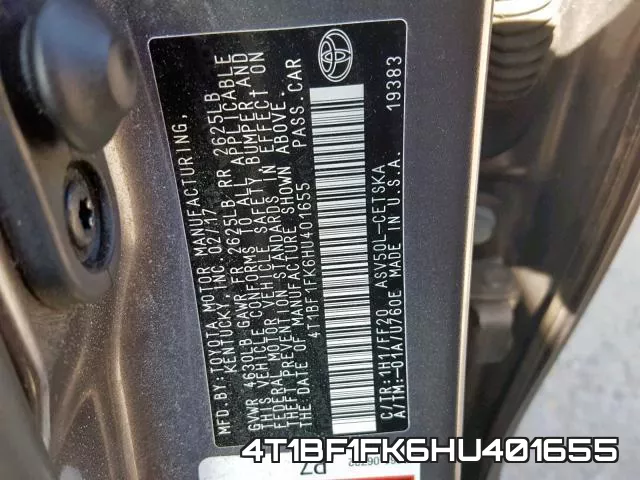4T1BF1FK6HU401655 фото 2