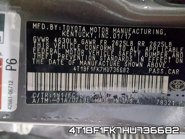 4T1BF1FK7HU736682 фото 2
