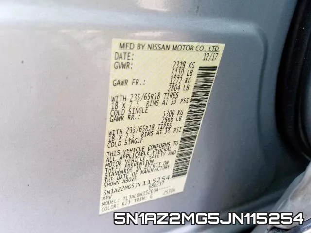 5N1AZ2MG5JN115254 фото 2