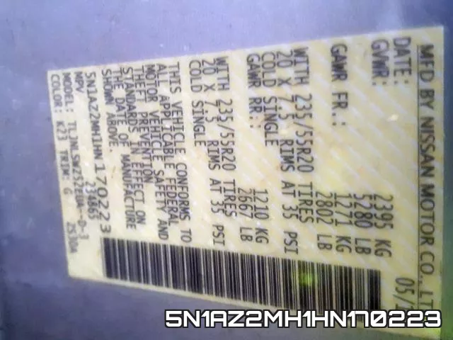5N1AZ2MH1HN170223 фото 2