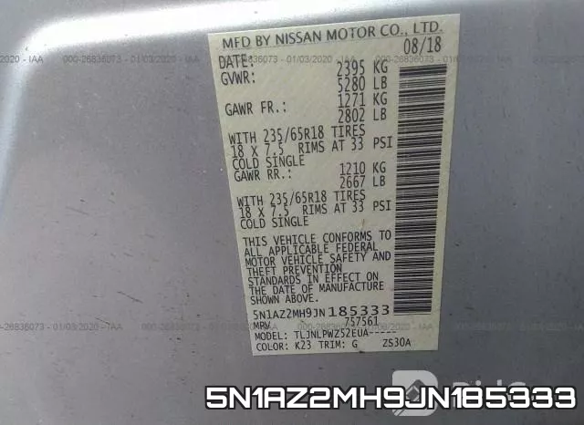 5N1AZ2MH9JN185333 фото 10