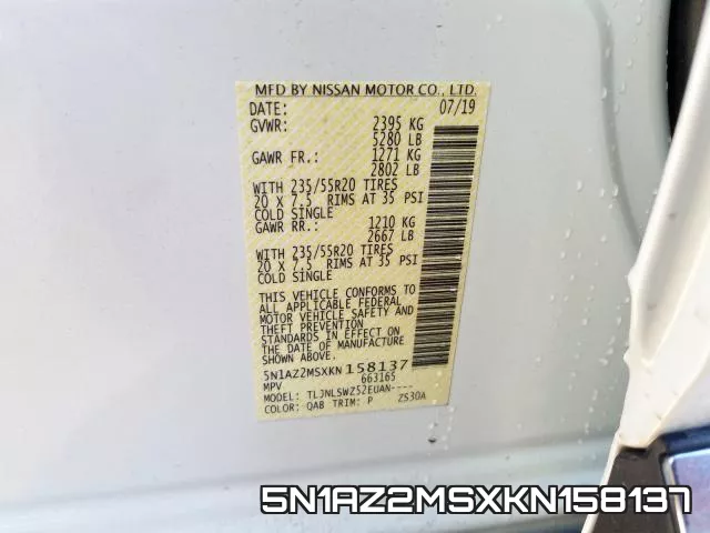 5N1AZ2MSXKN158137 фото 2