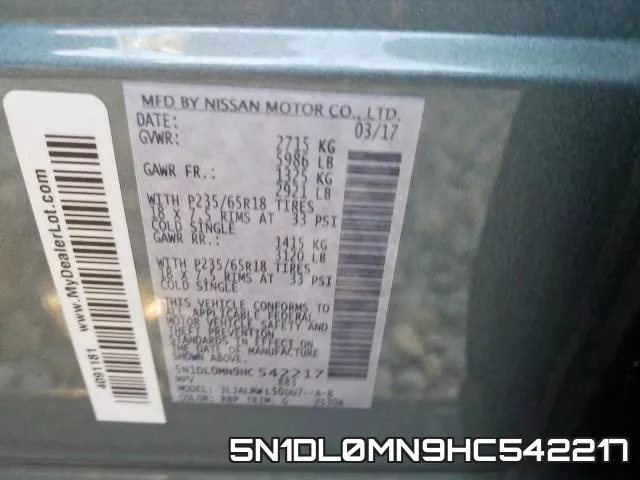 5N1DL0MN9HC542217 фото 2