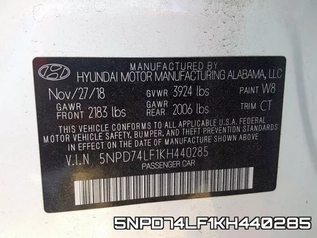 5NPD74LF1KH440285 фото 2