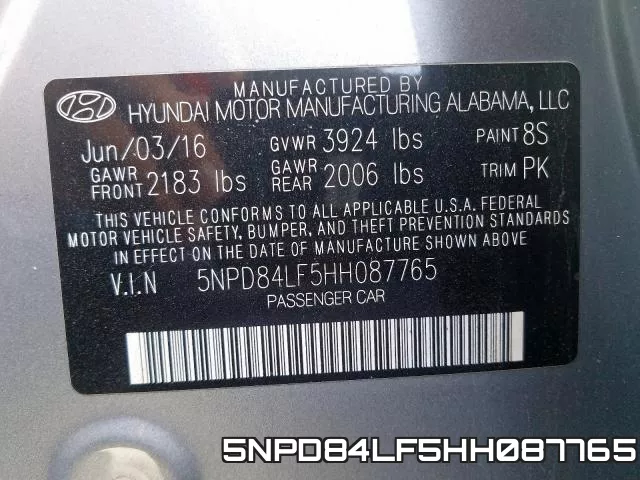 5NPD84LF5HH087765 фото 2