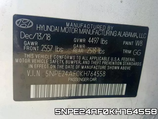 5NPE24AF0KH764558 фото 2