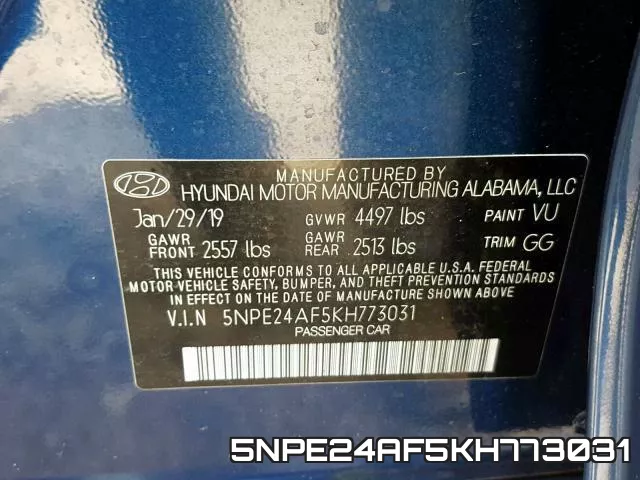 5NPE24AF5KH773031 фото 2
