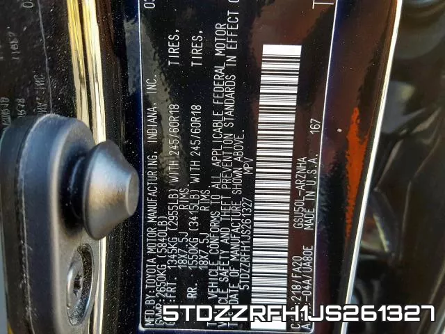 5TDZZRFH1JS261327 фото 2