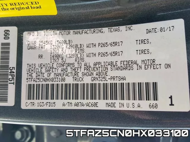 5TFAZ5CN0HX033100 фото 2