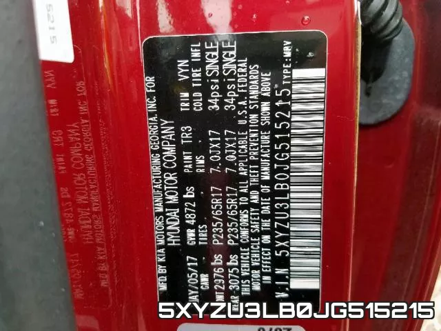 5XYZU3LB0JG515215 фото 2