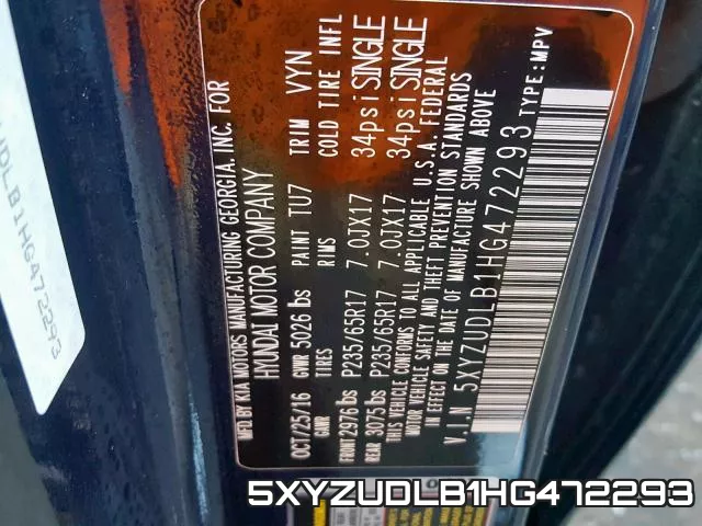 5XYZUDLB1HG472293 фото 2