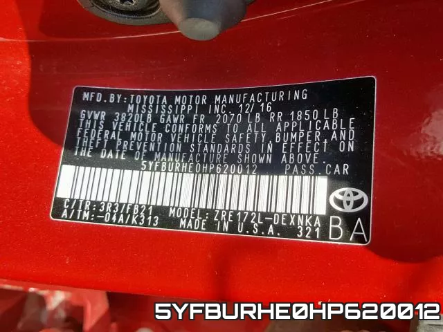 5YFBURHE0HP620012 фото 2