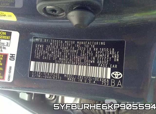 5YFBURHE6KP905594 фото 8