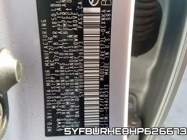 5YFBURHE8HP626673 фото 2