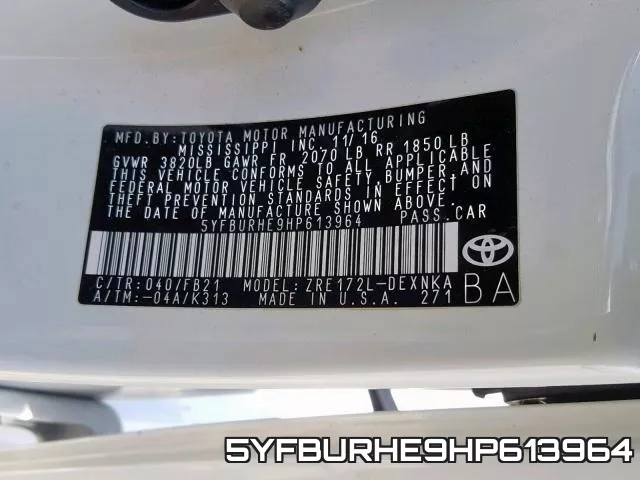 5YFBURHE9HP613964 фото 2