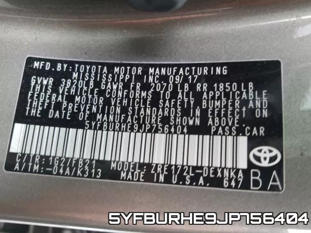 5YFBURHE9JP756404 фото 2