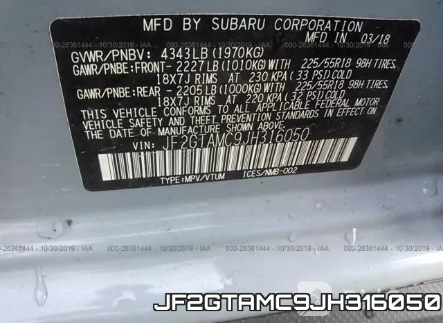 JF2GTAMC9JH316050 фото 10