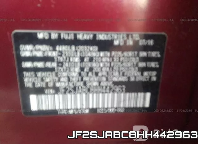 JF2SJABC8HH442963 фото 10