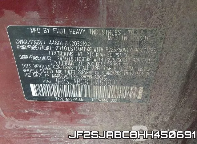 JF2SJABC8HH450691 фото 10