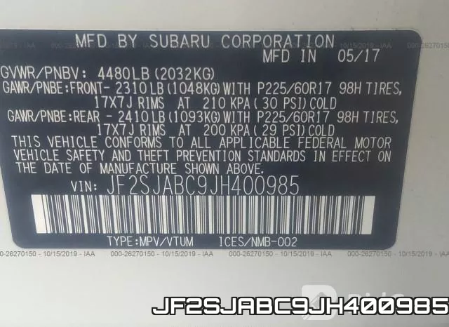JF2SJABC9JH400985 фото 8