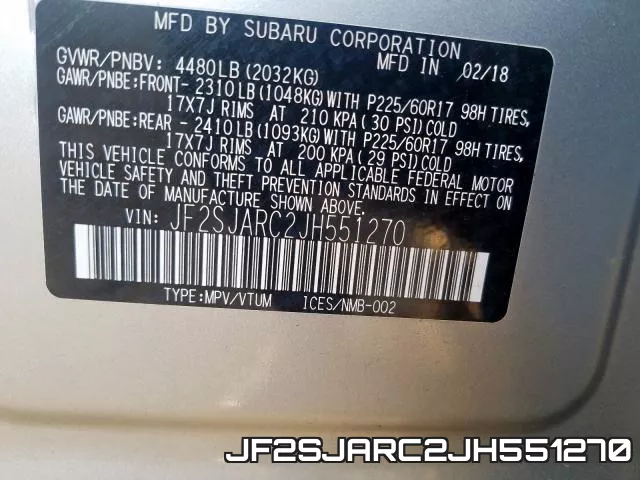 JF2SJARC2JH551270 фото 2