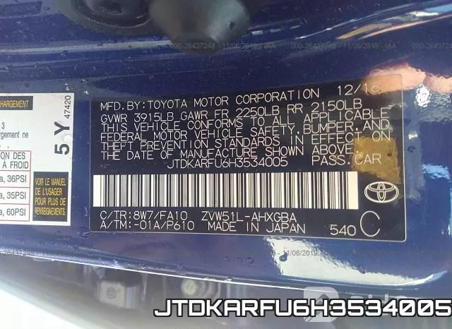 JTDKARFU6H3534005 фото 8