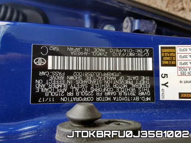 JTDKBRFU0J3581002 фото 2