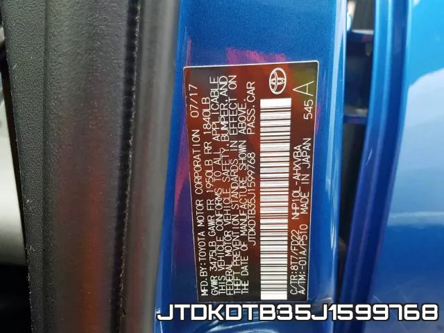 JTDKDTB35J1599768 фото 2
