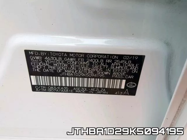 JTHBA1D29K5094195 фото 2
