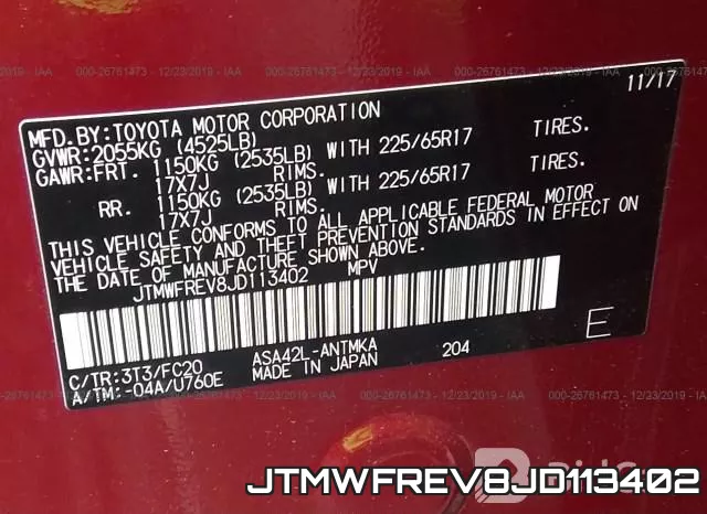 JTMWFREV8JD113402 фото 9