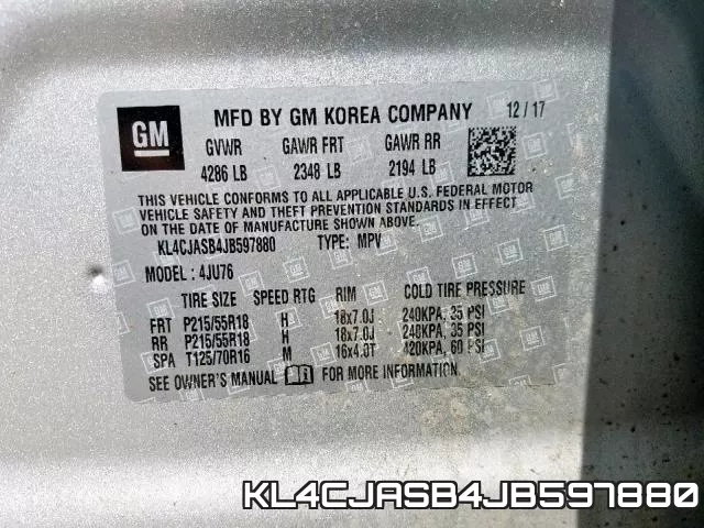 KL4CJASB4JB597880 фото 2